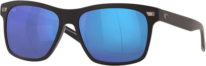 COSTA DEL MAR MENS ARANSAS ROUND SUNGLASSES, MATTE BLACK/BLUE MIRRORED POLARIZED-580G, 58