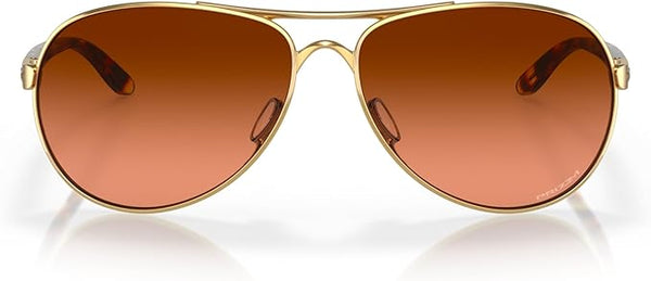 OAKLEY WOMEN'S FEEDBACK AVIATOR SUNGLASSES, POLISHED GOLD/PRIZM BROWN GRADIENT, OO4079 59