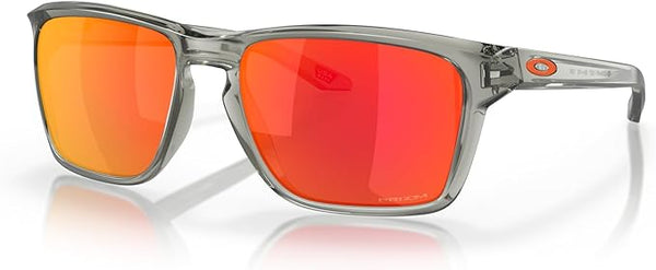 OAKLEY MEN'S SYLAS LOW BRIDGE FIT RECTANGULAR SUNGLASSES, GREY INK/PRIZM RUBY, OO9448F 58