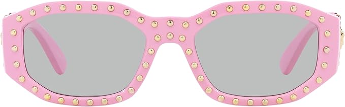 VERSACE UNISEX SUNGLASSES PINK FRAME, LIGHT GREY LENSES, 53