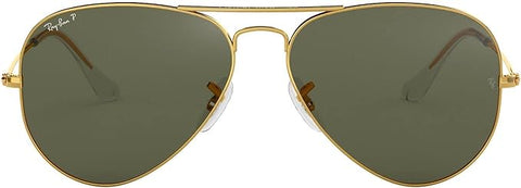 RAY-BAN CLASSIC AVIATOR SUNGLASSES, GOLD/GREEN POLARIZED, RB3025 55