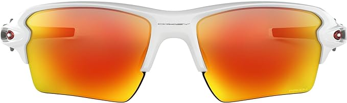 OAKLEY MEN'S FLAK 2.0 XL RECTANGULAR SUNGLASSES, POLISHED WHITE/PRIZM RUBY, OO9188 59