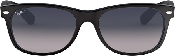 RAY-BAN MEN'S WAYFARER SUNGLASSES, MATTE BLACK FRAME/BLUE-GREY POLARIZED LENS, RB2132 52