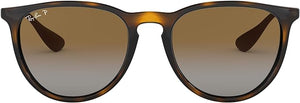 RAY-BAN ERIKA ROUND SUNGLASSES, LIGHT HAVANA/POLARIZED GREY GRADIENT BROWN, RB4171 54