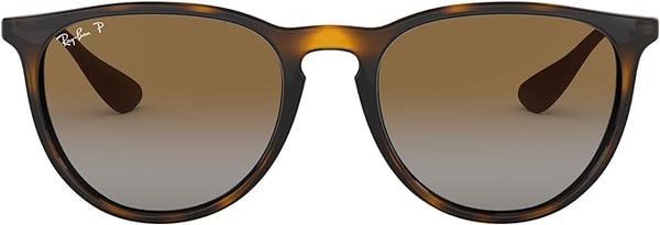 RAY-BAN ERIKA ROUND SUNGLASSES, LIGHT HAVANA/POLARIZED GREY GRADIENT BROWN, RB4171 54