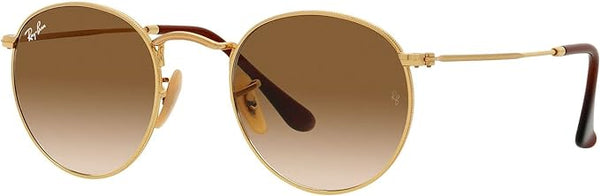 RAY-BAN ROUND METAL SUNGLASSES, GOLD/CLEAR GRADIENT BROWN, RB3447 53