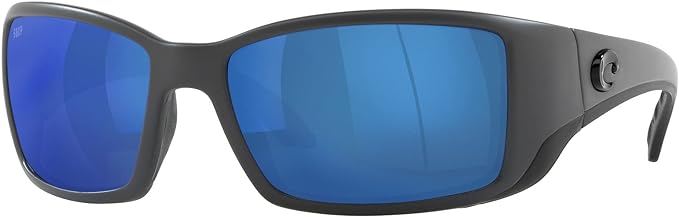 COSTA DEL MAR MENS BLACKFIN ROUND SUNGLASSES, MATTE GREY/BLUE MIRRORED POLARIZED-580P, 62