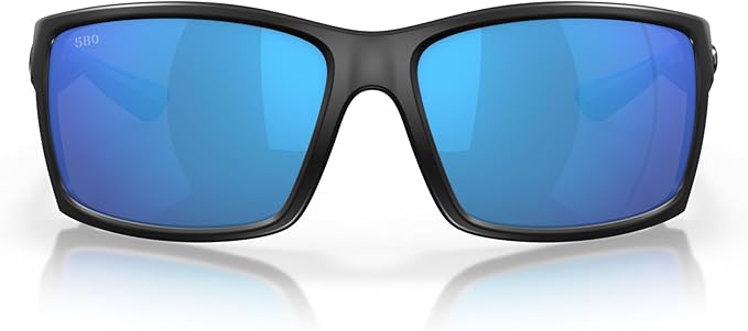 COSTA DEL MAR REEFTON MAN SUNGLASSES BLACKOUT FRAME, BLUE MIRROR LENSES, 64