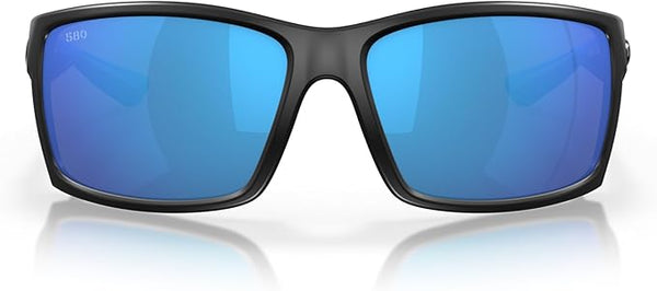 COSTA DEL MAR REEFTON MAN SUNGLASSES BLACKOUT FRAME, BLUE MIRROR LENSES, 64