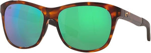 COSTA DEL MAR MENS VELA RECTANGULAR SUNGLASSES, SHINY TORTOISE/COPPER GREEN MIRRORED POLARIZED-580G, 56