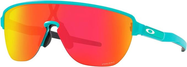 OAKLEY MEN'S CORRIDOR LOW BRIDGE FIT RECTANGULAR SUNGLASSES, MATTE CELESTE/PRIZM RUBY, OO9248A 42