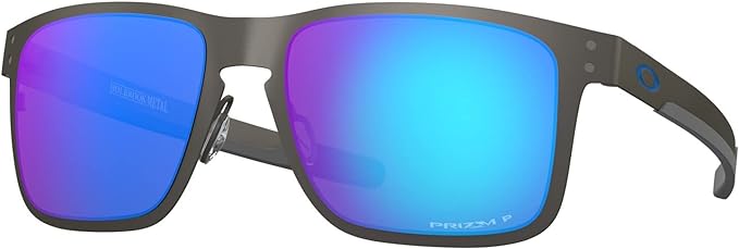 OAKLEY MEN'S HOLBROOK METAL SQUARE SUNGLASSES, MATTE GUNMETAL/PRIZM SAPPHIRE IRIDIUM POLARIZED, OO4123 55