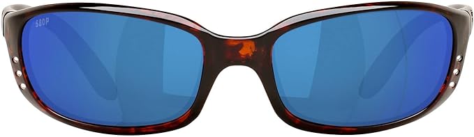 COSTA DEL MAR MEN'S BRINE OVAL SUNGLASSES, TORTOISE/GREY BLUE MIRRORED POLARIZED-580P, 59