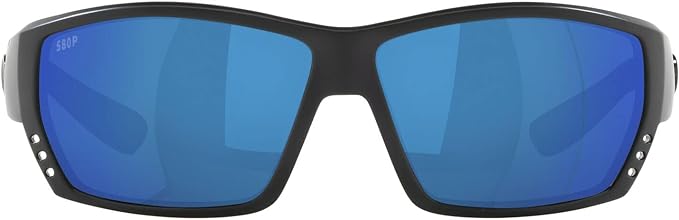 COSTA DEL MAR MENS TUNA ALLEY RECTANGULAR SUNGLASSES, BLACKOUT/GREY BLUE MIRRORED POLARIZED-580P, 62