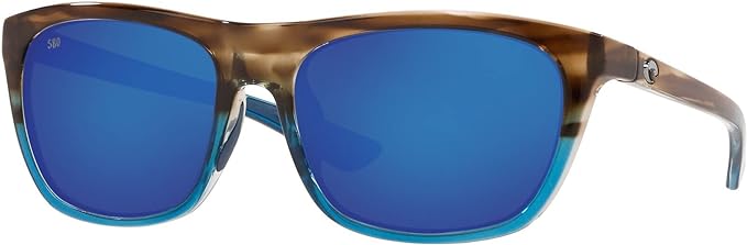 COSTA DEL MAR WOMENS CHEECA SQUARE SUNGLASSES, SHINY WAHOO/GREY POLARIZED-580G, 57