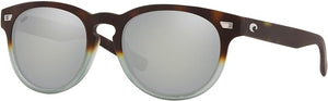 COSTA DEL MAR MENS DEL MAR ROUND SUNGLASSES, MATTE TIDE POOL/GREY SILVER MIRRORED POLARIZED-580G, 54