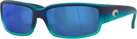 COSTA DEL MAR MENS CABALLITO RECTANGULAR SUNGLASSES, MATTE CARIBBEAN FADE/GREY BLUE MIRRORED POLARIZED-580P, 59