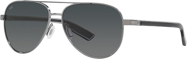 COSTA DEL MAR UNISEX PELI AVIATOR SUNGLASSES, DARK GUNMETAL/GREY GRADIENT POLARIZED 580G, 57