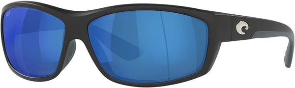 COSTA DEL MAR MENS SALTBREAK RECTANGULAR SUNGLASSES, MATTE BLACK/GREY BLUE MIRRORED POLARIZED-580P, 65