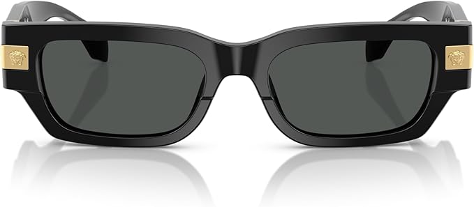 VERSACE MAN SUNGLASSES BLACK FRAME, DARK GREY LENSES, 53