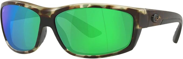 COSTA DEL MAR MENS SALTBREAK RECTANGULAR SUNGLASSES, WETLANDS/GREEN MIRRORED POLARIZED-580P, 65