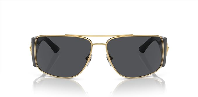 VERSACE MAN SUNGLASSES GOLD FRAME, DARK GREY LENSES, 63