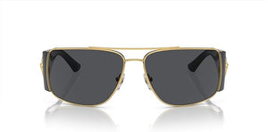 VERSACE MAN SUNGLASSES GOLD FRAME, DARK GREY LENSES, 63