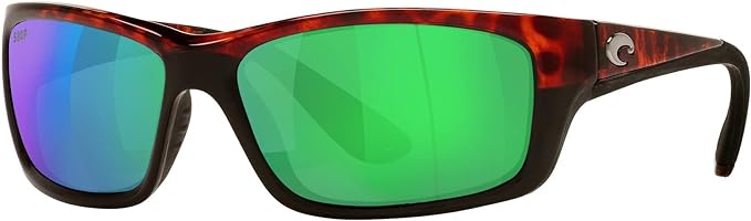 COSTA DEL MAR MENS JOSE RECTANGULAR SUNGLASSES, TORTOISE/COPPER GREEN MIRRORED POLARIZED-580P, 62