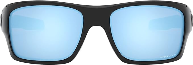 OAKLEY MEN'S TURBINE RECTANGULAR SUNGLASSES, POLISHED BLACK/PRIZM DEEP WATER POLARIZED, OO9263 63