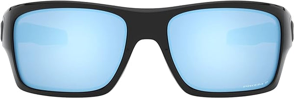 OAKLEY MEN'S TURBINE RECTANGULAR SUNGLASSES, POLISHED BLACK/PRIZM DEEP WATER POLARIZED, OO9263 63