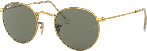 RAY-BAN ROUND METAL SUNGLASSES, GOLD/GREEN POLARIZED, RB3447 50