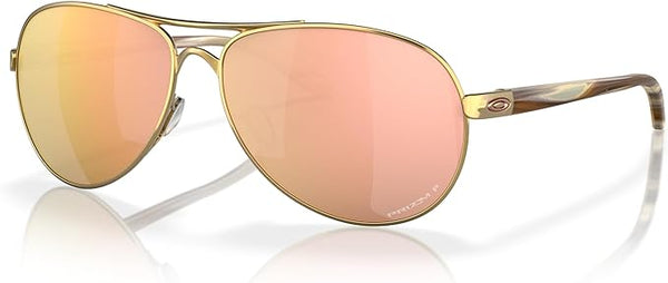 OAKLEY WOMEN'S FEEDBACK AVIATOR SUNGLASSES, POLISHED GOLD/PRIZM ROSE GOLD POLARIZED, OO4079 59