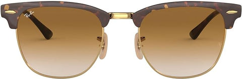 CLUBMASTER METAL SQUARE SUNGLASSES, HAVANA ON GOLD/CLEAR GRADIENT BROWN, RB3716 51