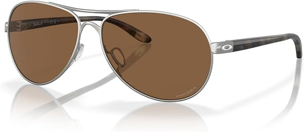 OAKLEY WOMEN'S FEEDBACK AVIATOR SUNGLASSES, SATIN CHROME/PRIZM BRONZE, OO4079 59