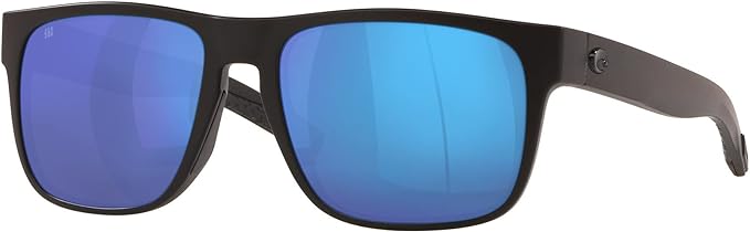 COSTA DEL MAR MENS SPEARO SQUARE SUNGLASSES, BLACKOUT/BLUE MIRRORED POLARIZED-580G, 56