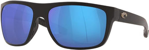 COSTA DEL MAR MENS BROADBILL SQUARE SUNGLASSES, MATTE BLACK/BLUE MIRRORED POLARIZED-580G, 61