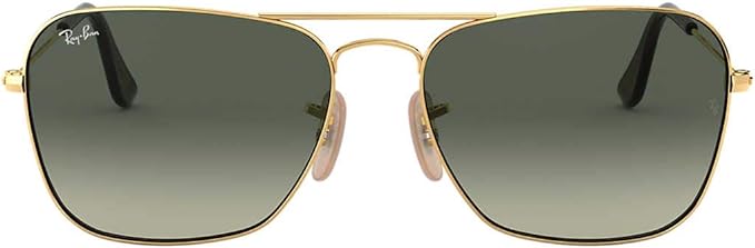 RAY-BAN CARAVAN SQUARE SUNGLASSES, GOLD/LIGHT GREY GRADIENT DARK GREY, RB3136 58