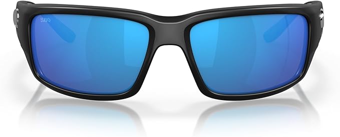 COSTA DEL MAR MAN SUNGLASSES MATTE BLACK FRAME, BLUE MIRROR LENSES 59