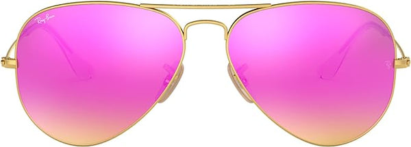 RAY-BAN CLASSIC AVIATOR SUNGLASSES, MATTE GOLD/GREEN MIRRORED FUCHSIA, RB3025 58