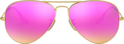 CLASSIC AVIATOR SUNGLASSES, MATTE GOLD/GREEN MIRRORED FUCHSIA, RB3025 58