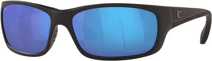 COSTA DEL MAR MENS JOSE RECTANGULAR SUNGLASSES, BLACKOUT/GREY BLUE MIRRORED POLARIZED-580G, 62