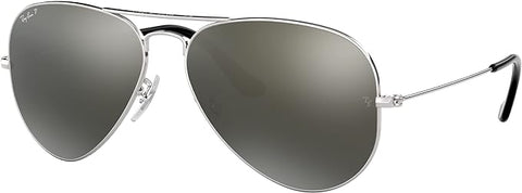 RAY-BAN CLASSIC AVIATOR SUNGLASSES, SILVER/POLARIZED GREY MIRRORED SILVER, RB3025 58