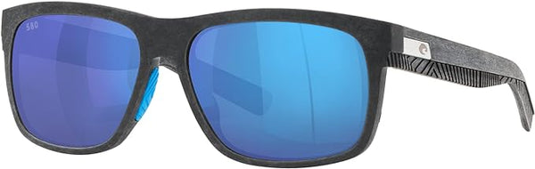 COSTA DEL MAR UNISEX SUNGLASSES NET GRAY WITH BLUE RUBBER FRAME, BLUE MIRROR LENSES, 58