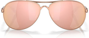 OAKLEY WOMEN'S FEEDBACK AVIATOR SUNGLASSES, SATIN ROSE GOLD/PRIZM ROSE GOLD, OO4079 59OAKLEY