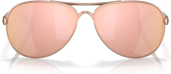 OAKLEY WOMEN'S FEEDBACK AVIATOR SUNGLASSES, SATIN ROSE GOLD/PRIZM ROSE GOLD, OO4079 59OAKLEY