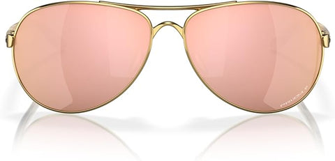 OAKLEY WOMEN'S FEEDBACK AVIATOR SUNGLASSES, POLISHED GOLD/PRIZM ROSE GOLD POLARIZED, OO4079 59