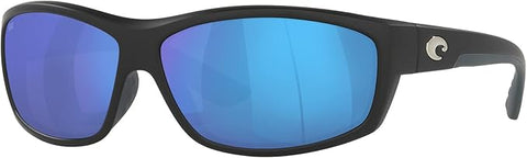 COSTA DEL MAR MAN SUNGLASSES MATTE BLACK/BLUE MIRROR, 65