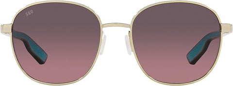 COSTA DEL MAR WOMENS EGRET SQUARE SUNGLASSES, SHINY GOLD/ROSE GRADIENT POLARIZED 580G, 55