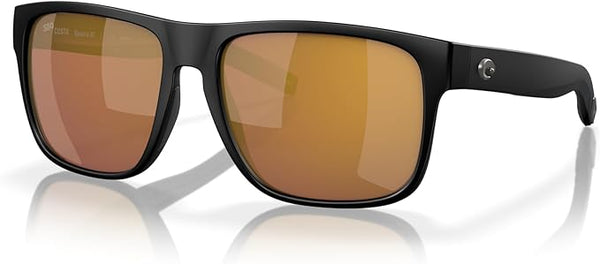 COSTA DEL MAR SPEARO XL FISHING AND WATERSPORTS SUNGLASSES, MATTE BLACK/GOLD MIRRORED 580G, 59