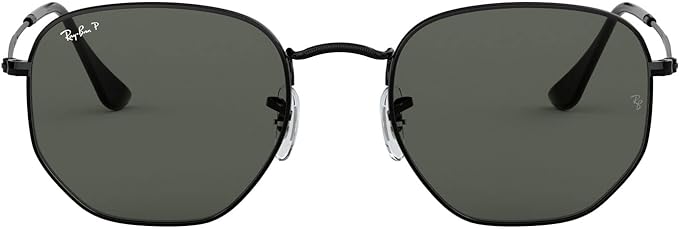 RAY-BAN HEXAGONAL FLAT LENS SUNGLASSES, BLACK/POLARIZED G-15 GREEN, RB3548N 51